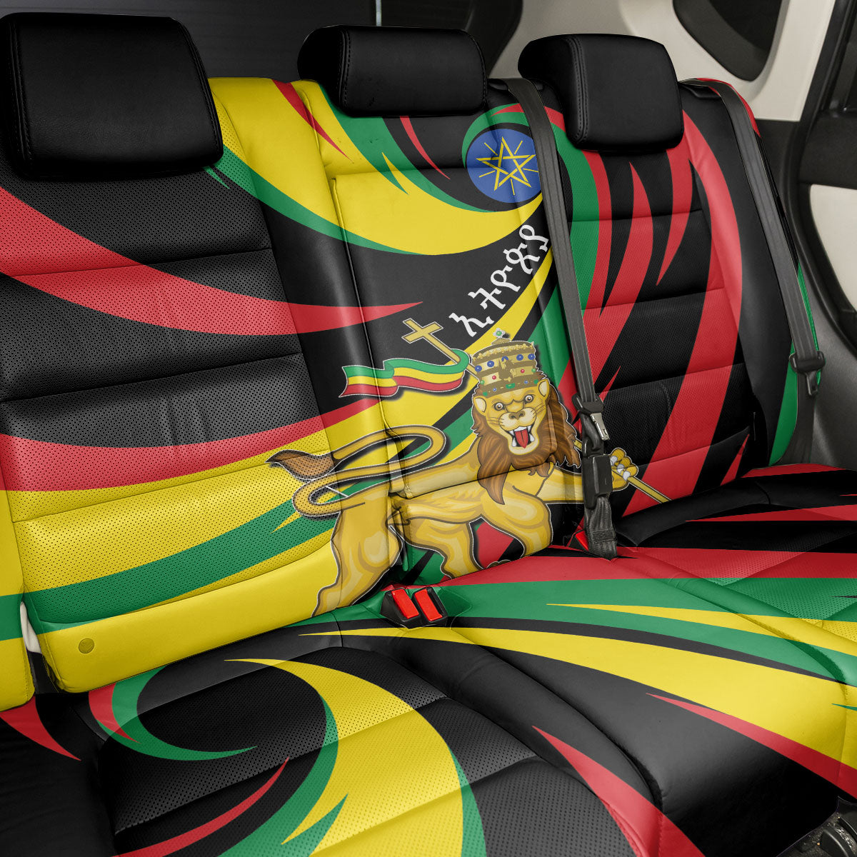 Ethiopia National Day 1991 Back Car Seat Cover Habesha Lion Of Judah