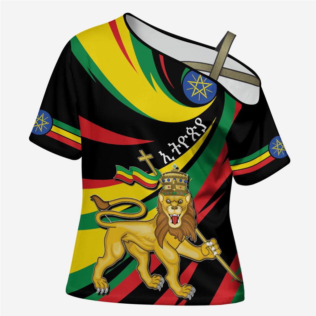 Ethiopia National Day 1991 Cross Shoulder Shirt Habesha Lion Of Judah