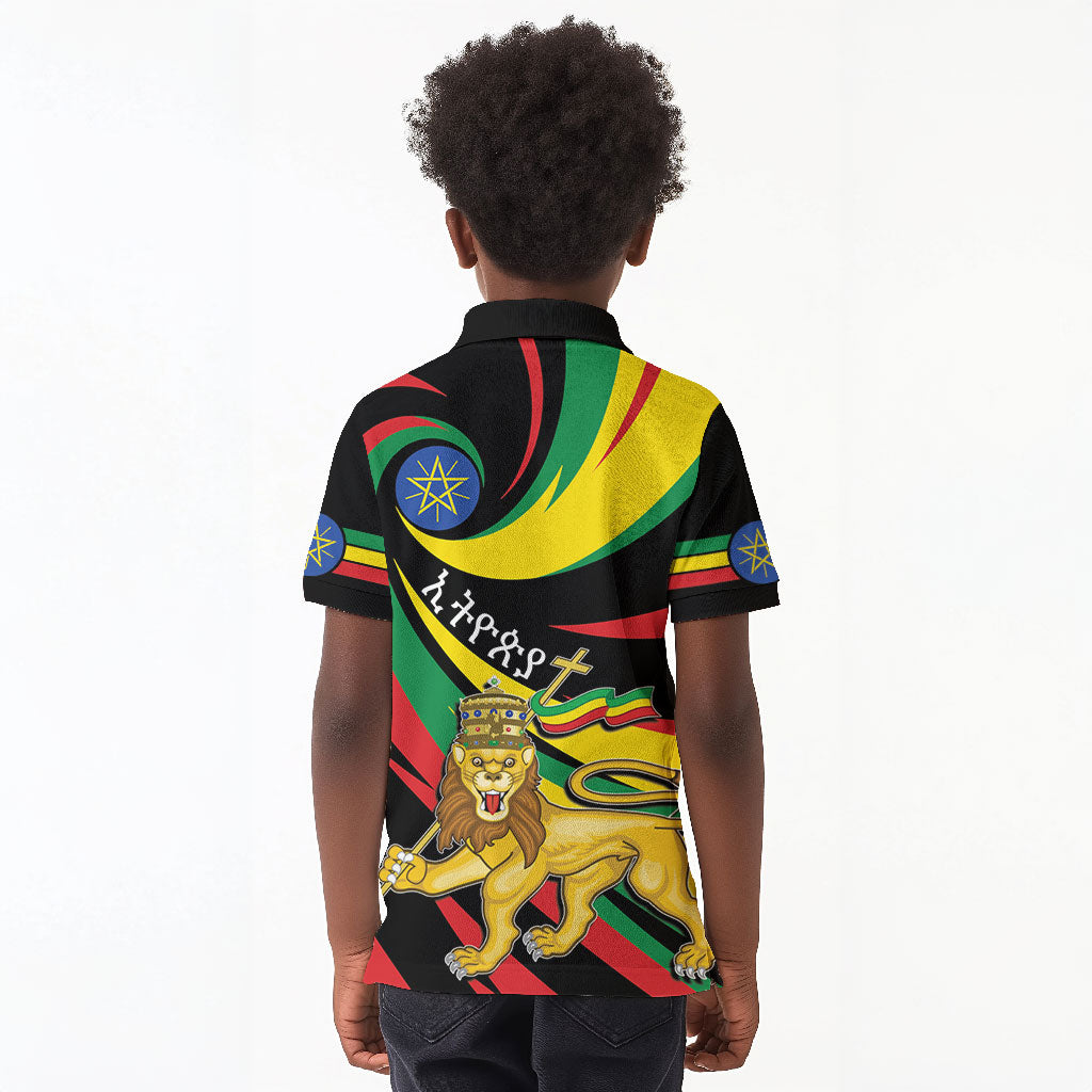 Ethiopia National Day 1991 Kid Polo Shirt Habesha Lion Of Judah