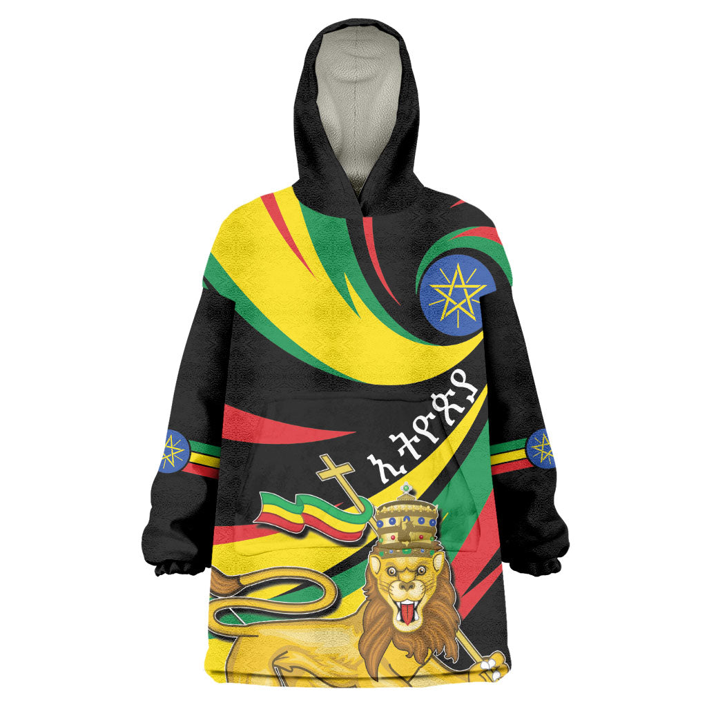 Ethiopia National Day 1991 Kid Wearable Blanket Hoodie Habesha Lion Of Judah