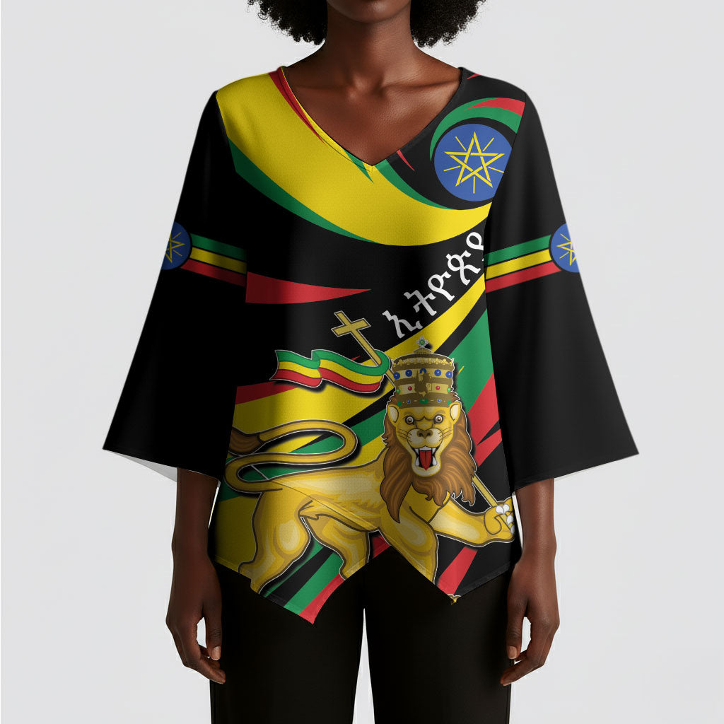 Ethiopia National Day 1991 Kimono Sleeve Blouse Habesha Lion Of Judah