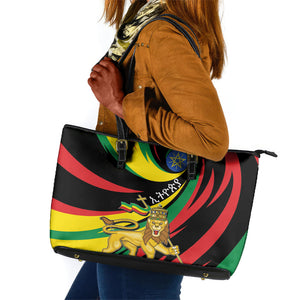 Ethiopia National Day 1991 Leather Tote Bag Habesha Lion Of Judah