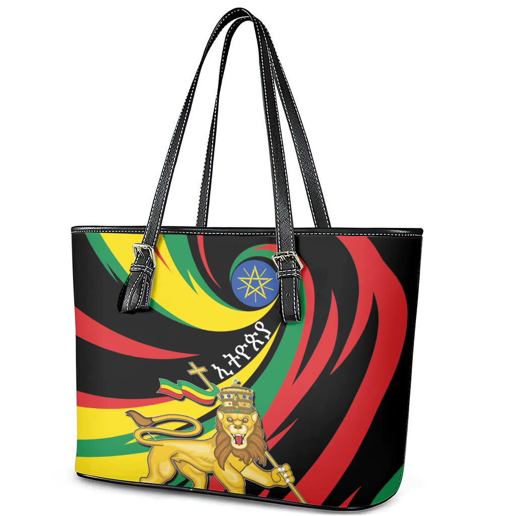Ethiopia National Day 1991 Leather Tote Bag Habesha Lion Of Judah