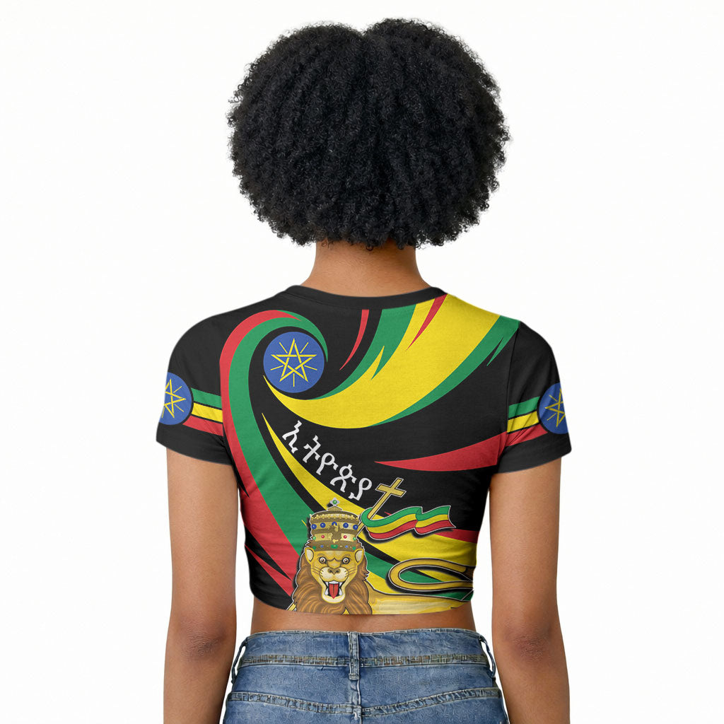 Ethiopia National Day 1991 Raglan Cropped T shirt Habesha Lion Of Judah