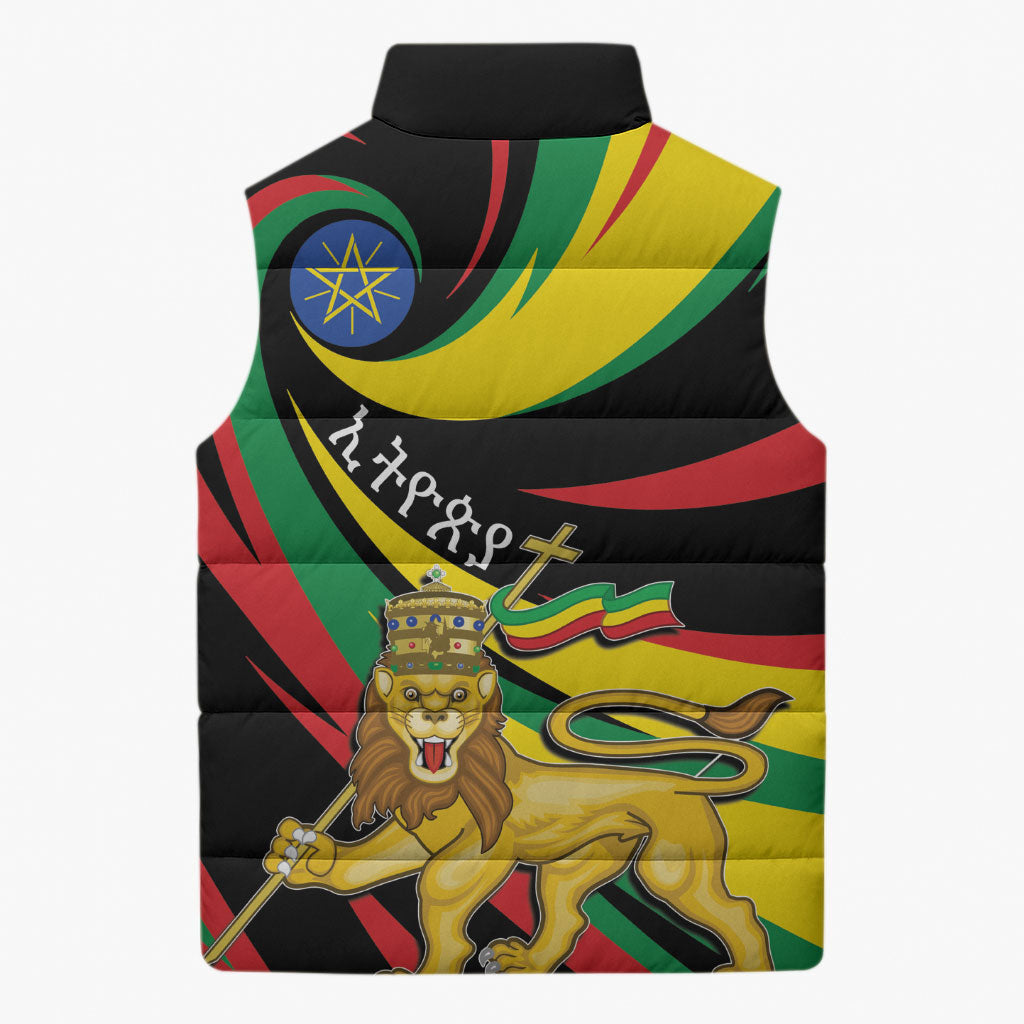 Ethiopia National Day 1991 Sleeveless Puffer Jacket Habesha Lion Of Judah