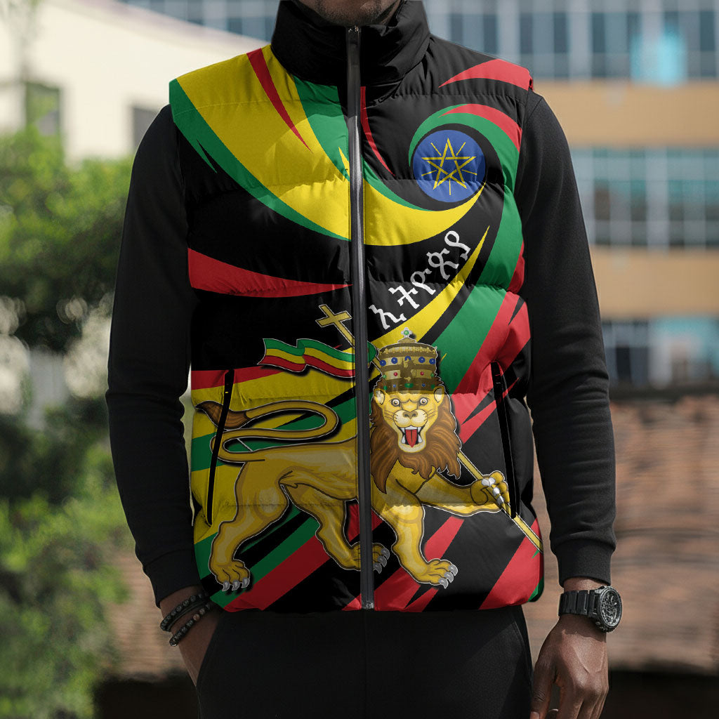 Ethiopia National Day 1991 Sleeveless Puffer Jacket Habesha Lion Of Judah