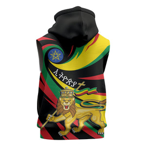 Ethiopia National Day 1991 Sleeveless Zip Hoodie Habesha Lion Of Judah