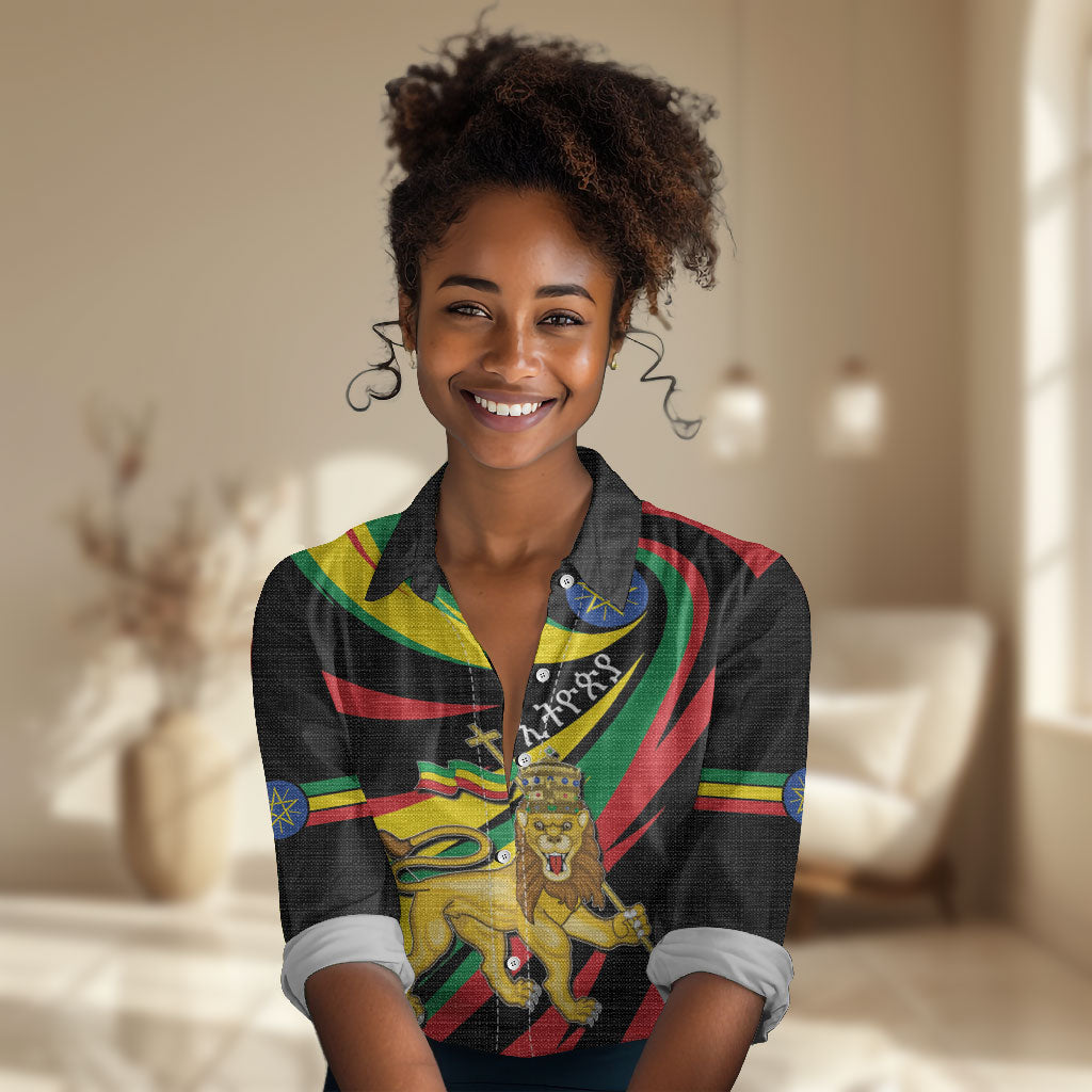 Ethiopia National Day 1991 Women Casual Shirt Habesha Lion Of Judah