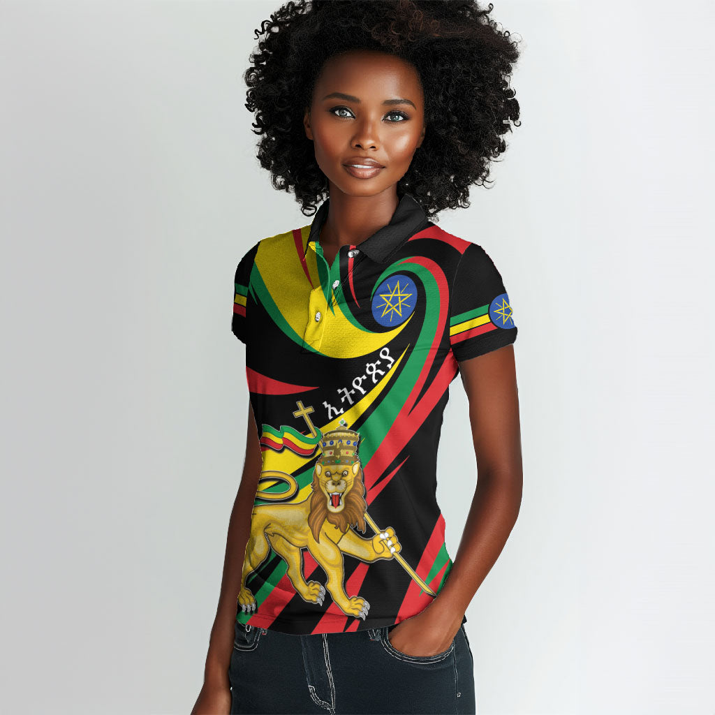 Ethiopia National Day 1991 Women Polo Shirt Habesha Lion Of Judah
