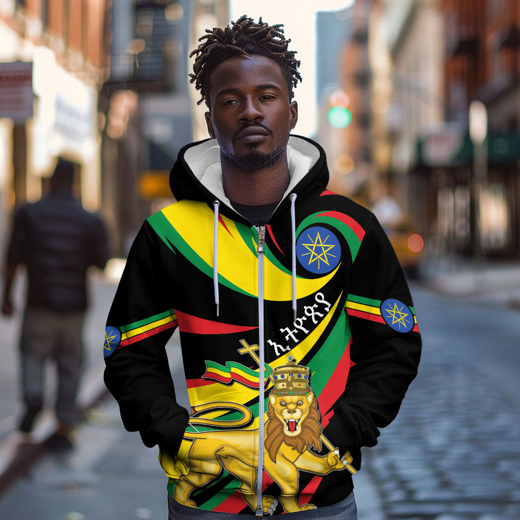 Ethiopia National Day 1991 Zip Hoodie Habesha Lion Of Judah