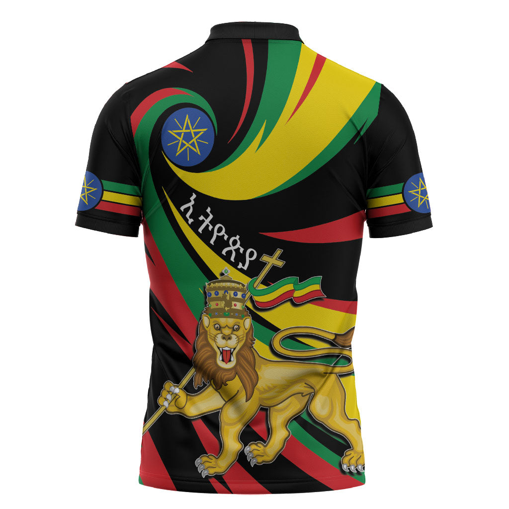 Ethiopia National Day 1991 Zipper Polo Shirt Habesha Lion Of Judah