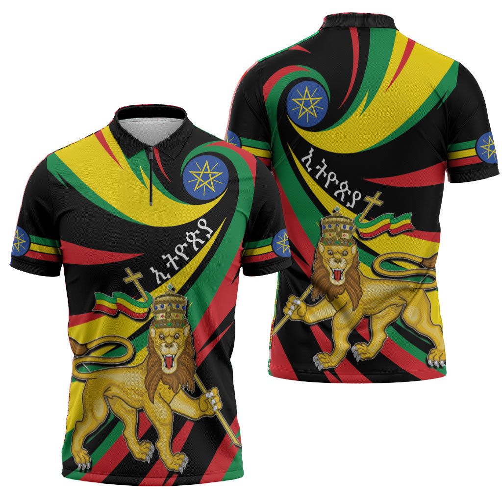 Ethiopia National Day 1991 Zipper Polo Shirt Habesha Lion Of Judah