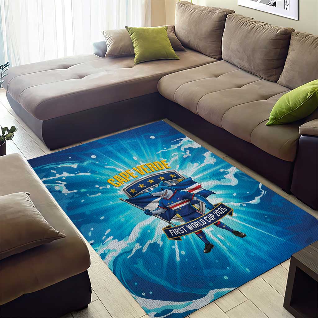 Blue Shark Cape Verde Football Area Rug First World Cup 2026 - African Pride