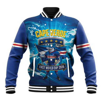 Blue Shark Cape Verde Football Baseball Jacket First World Cup 2026 - African Pride