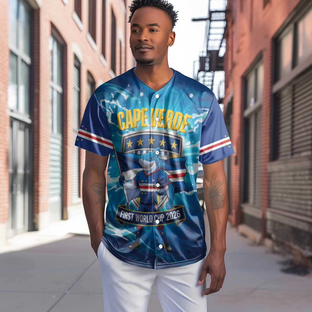 Blue Shark Cape Verde Football Baseball Jersey First World Cup 2026 - African Pride