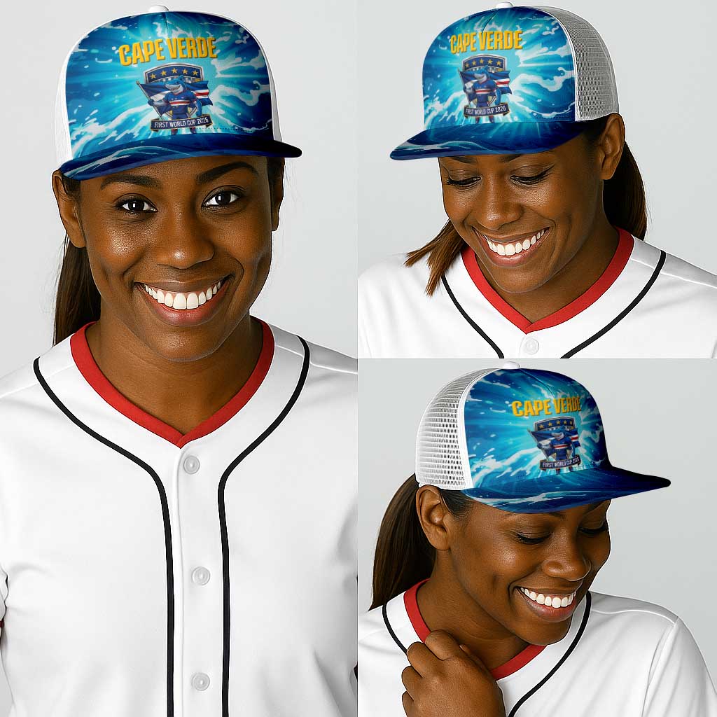 Blue Shark Cape Verde Football Baseball Net Cap First World Cup 2026 - African Pride