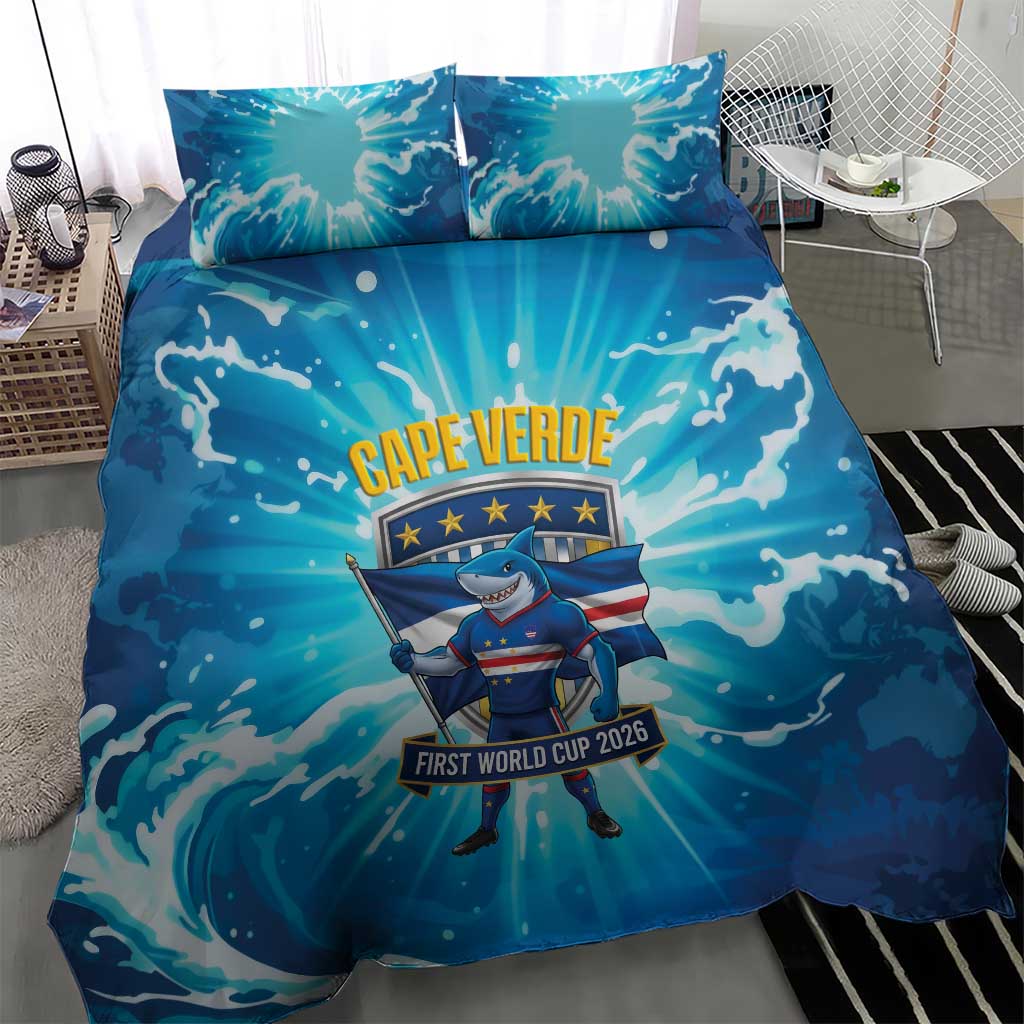 Blue Shark Cape Verde Football Bedding Set First World Cup 2026 - African Pride