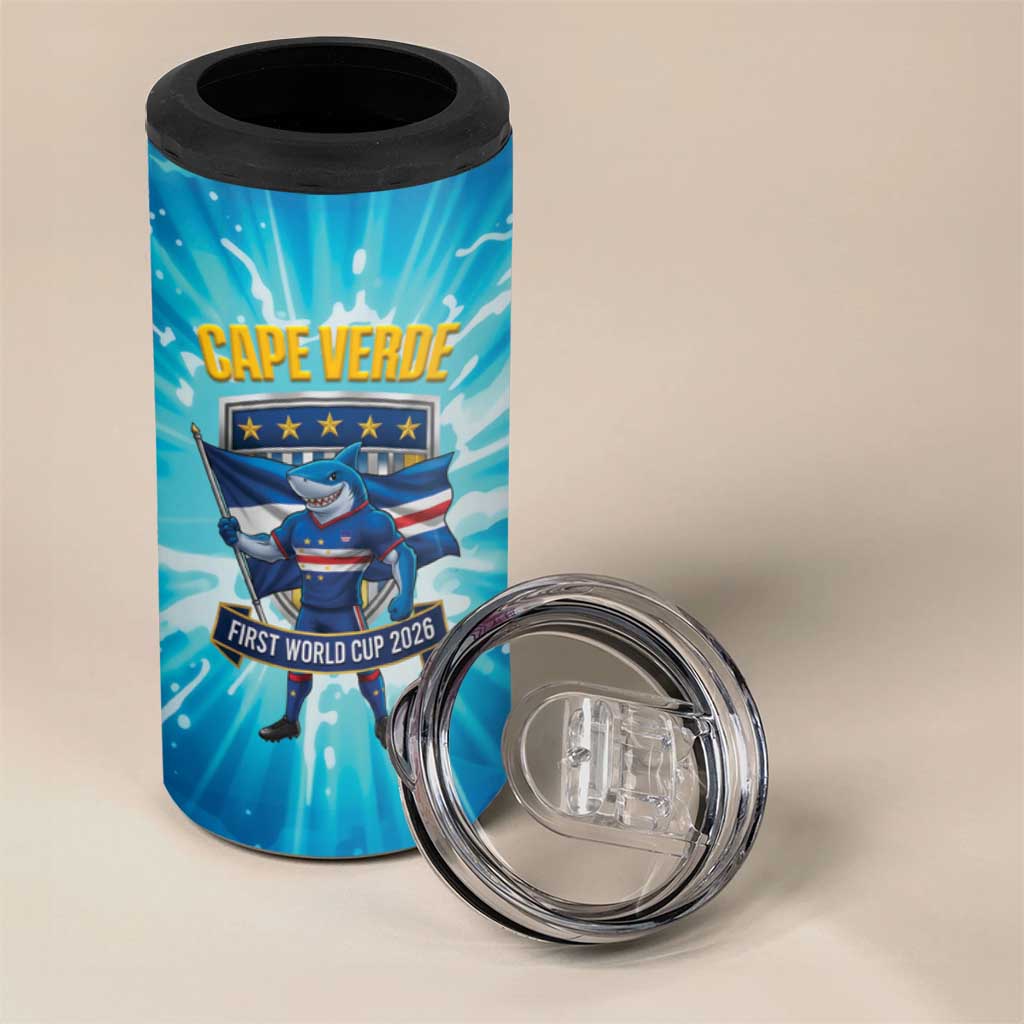 Blue Shark Cape Verde Football 4 in 1 Can Cooler Tumbler First World Cup 2026 - African Pride