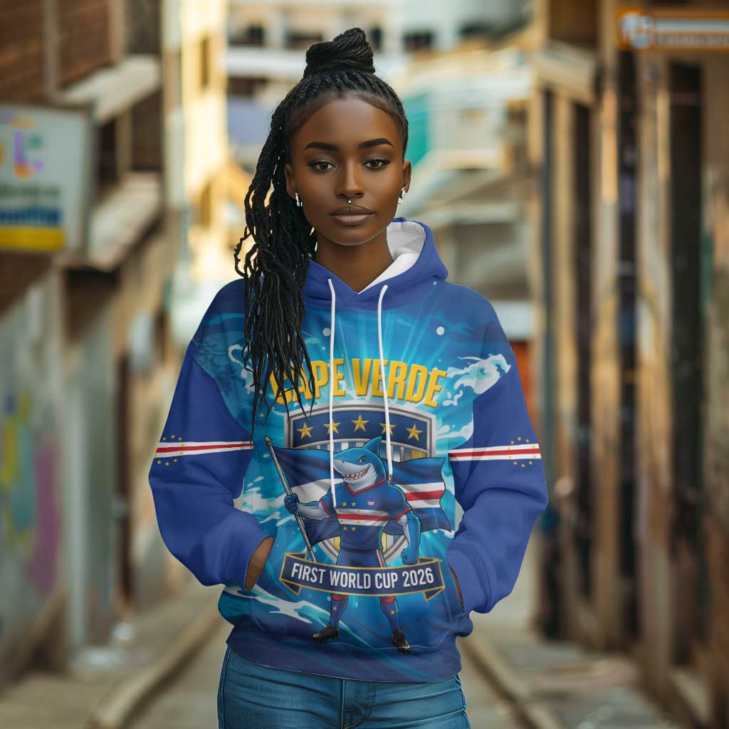 Blue Shark Cape Verde Football Hoodie First World Cup 2026 - African Pride