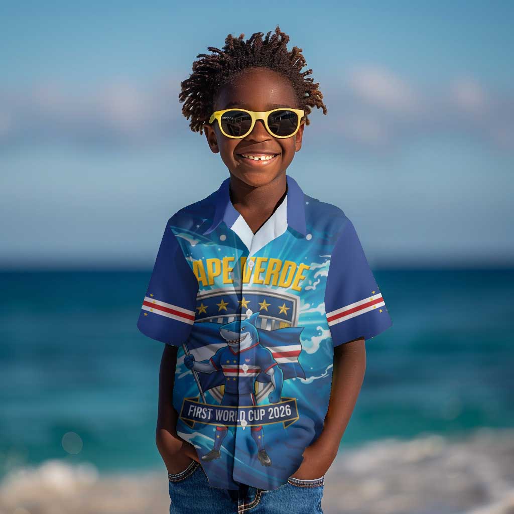 Blue Shark Cape Verde Football Kid Hawaiian Shirt First World Cup 2026 - African Pride