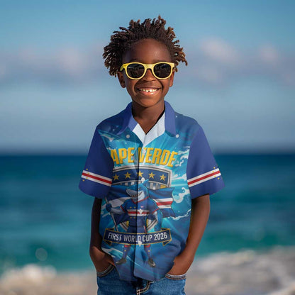 Blue Shark Cape Verde Football Kid Hawaiian Shirt First World Cup 2026 - African Pride