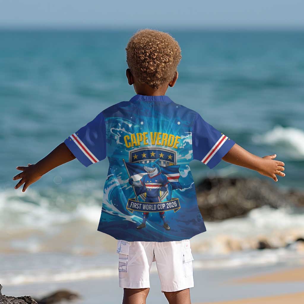 Blue Shark Cape Verde Football Kid Hawaiian Shirt First World Cup 2026 - African Pride