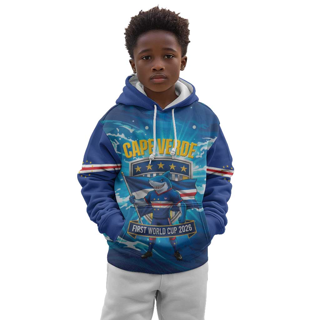 Blue Shark Cape Verde Football Kid Hoodie First World Cup 2026 - African Pride
