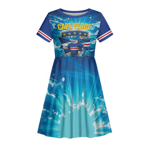 Blue Shark Cape Verde Football Kid Short Sleeve Dress First World Cup 2026 - African Pride