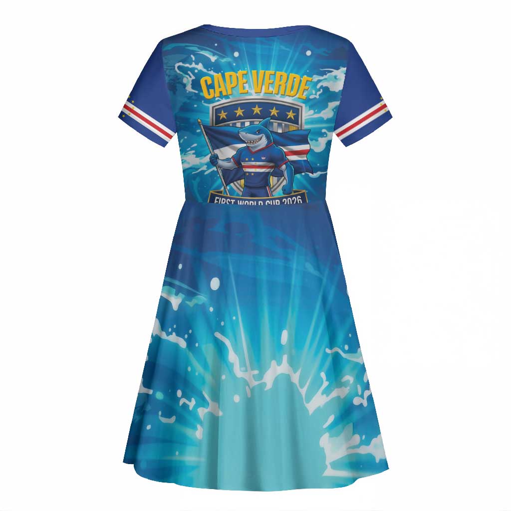Blue Shark Cape Verde Football Kid Short Sleeve Dress First World Cup 2026 - African Pride