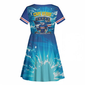 Blue Shark Cape Verde Football Kid Short Sleeve Dress First World Cup 2026 - African Pride