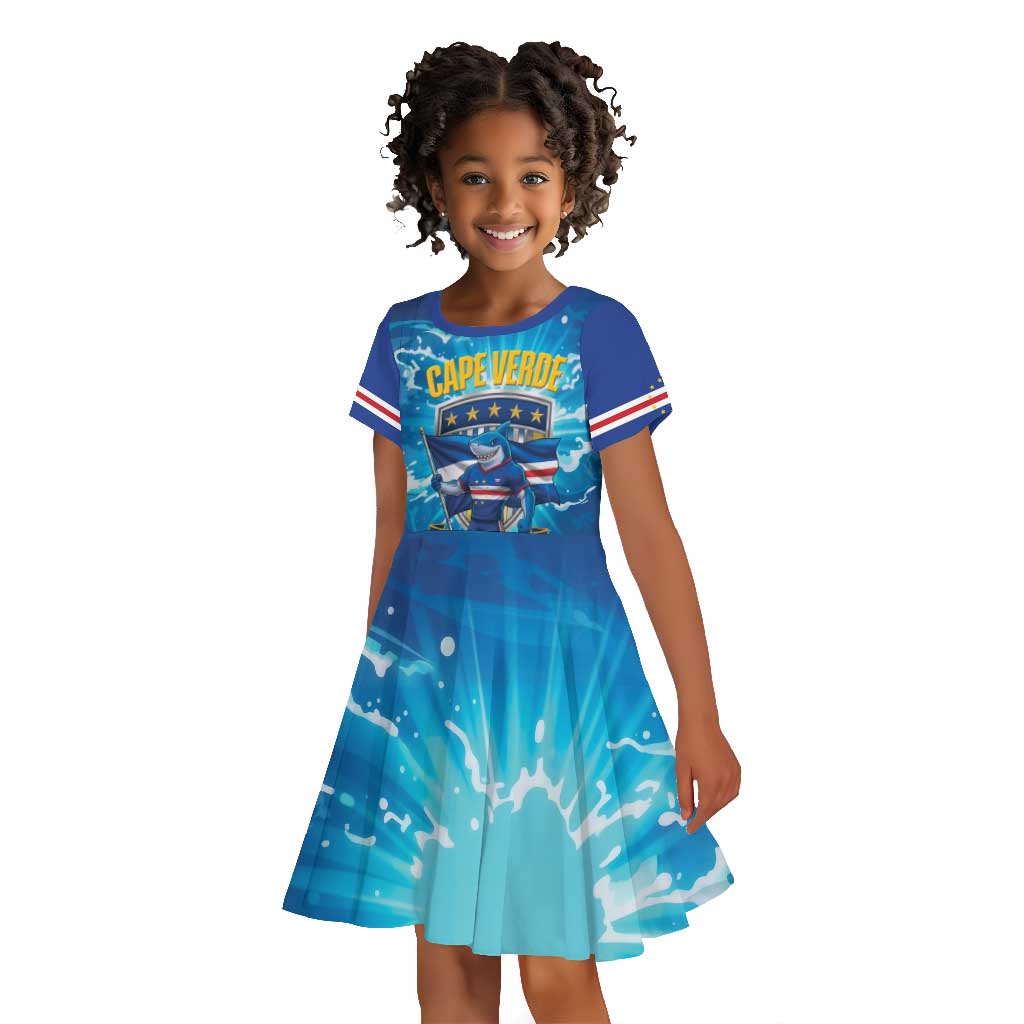 Blue Shark Cape Verde Football Kid Short Sleeve Dress First World Cup 2026 - African Pride