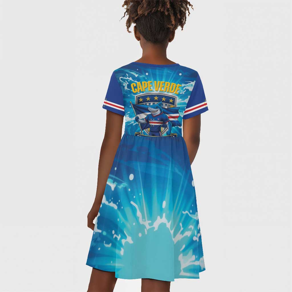 Blue Shark Cape Verde Football Kid Short Sleeve Dress First World Cup 2026 - African Pride