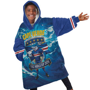 Blue Shark Cape Verde Football Kid Wearable Blanket Hoodie First World Cup 2026 - African Pride