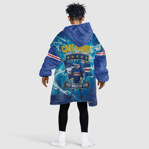 Blue Shark Cape Verde Football Kid Wearable Blanket Hoodie First World Cup 2026 - African Pride