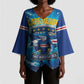 Blue Shark Cape Verde Football Kimono Sleeve Blouse First World Cup 2026