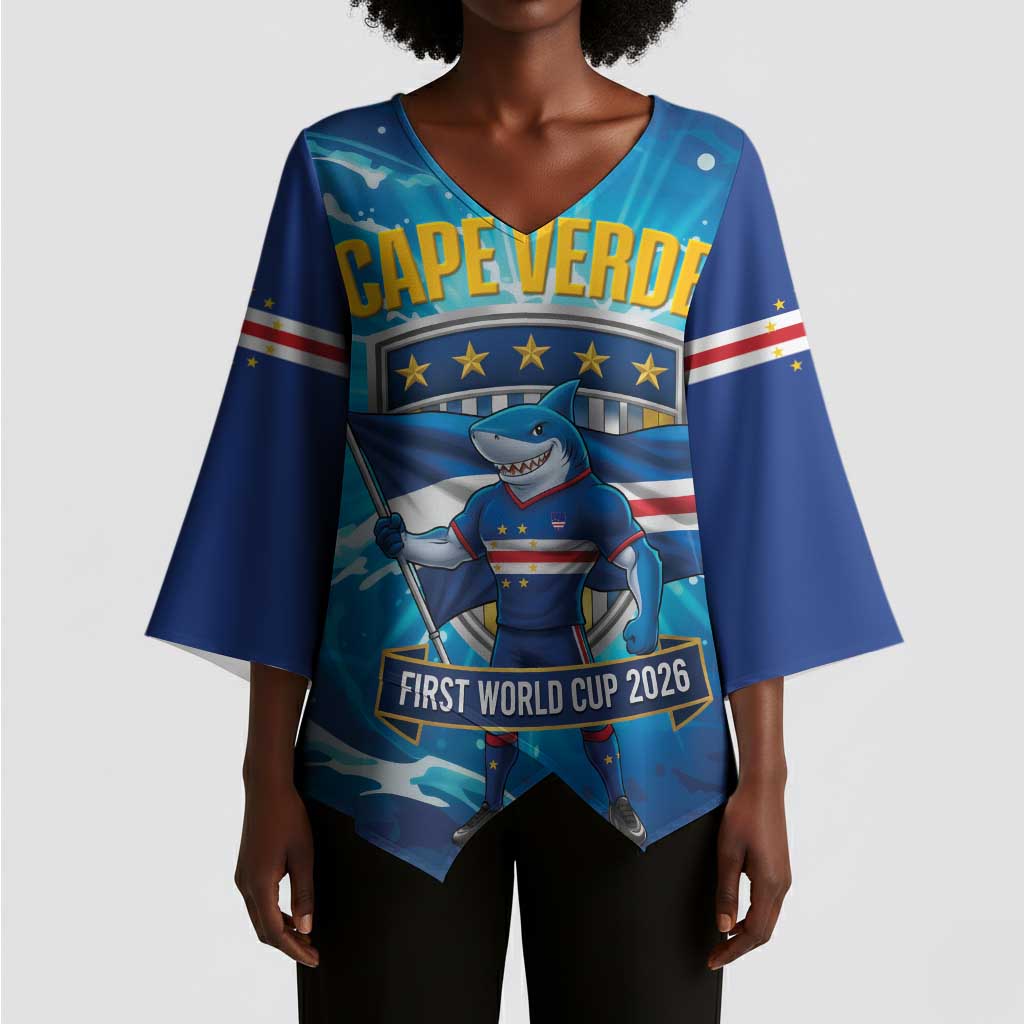 Blue Shark Cape Verde Football Kimono Sleeve Blouse First World Cup 2026