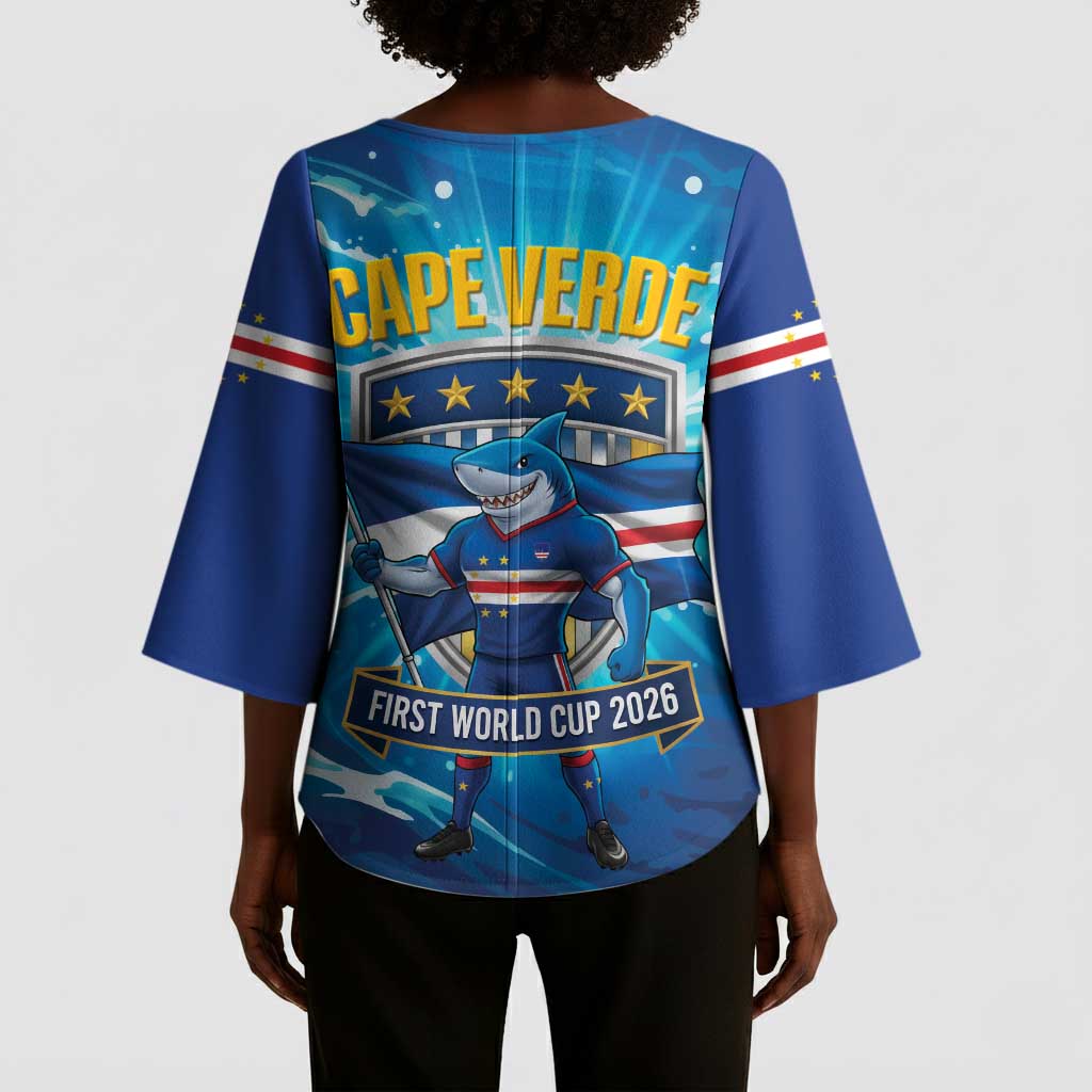Blue Shark Cape Verde Football Kimono Sleeve Blouse First World Cup 2026