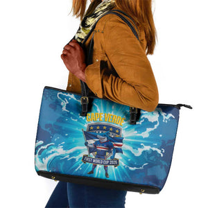 Blue Shark Cape Verde Football Leather Tote Bag First World Cup 2026 - African Pride