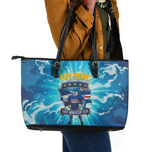 Blue Shark Cape Verde Football Leather Tote Bag First World Cup 2026 - African Pride