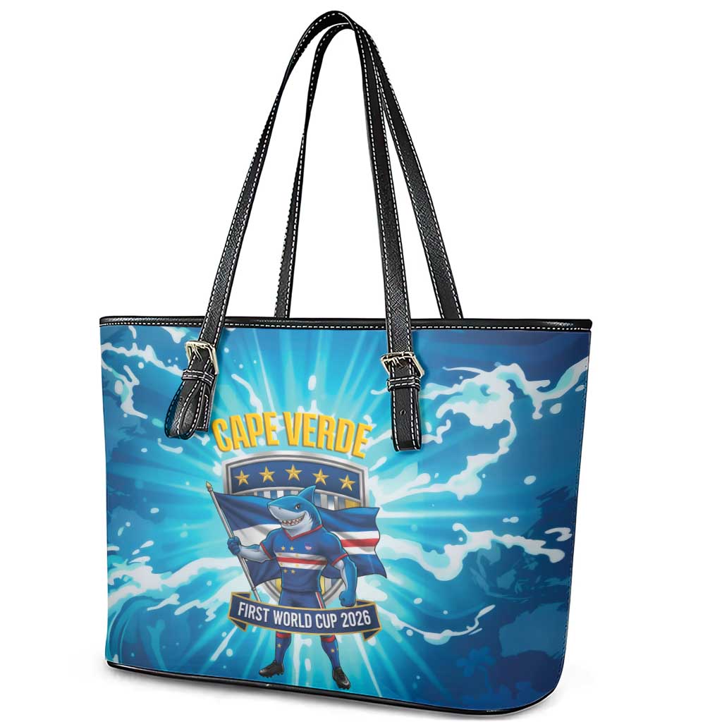 Blue Shark Cape Verde Football Leather Tote Bag First World Cup 2026 - African Pride