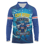 Blue Shark Cape Verde Football Long Sleeve Polo Shirt First World Cup 2026 - African Pride