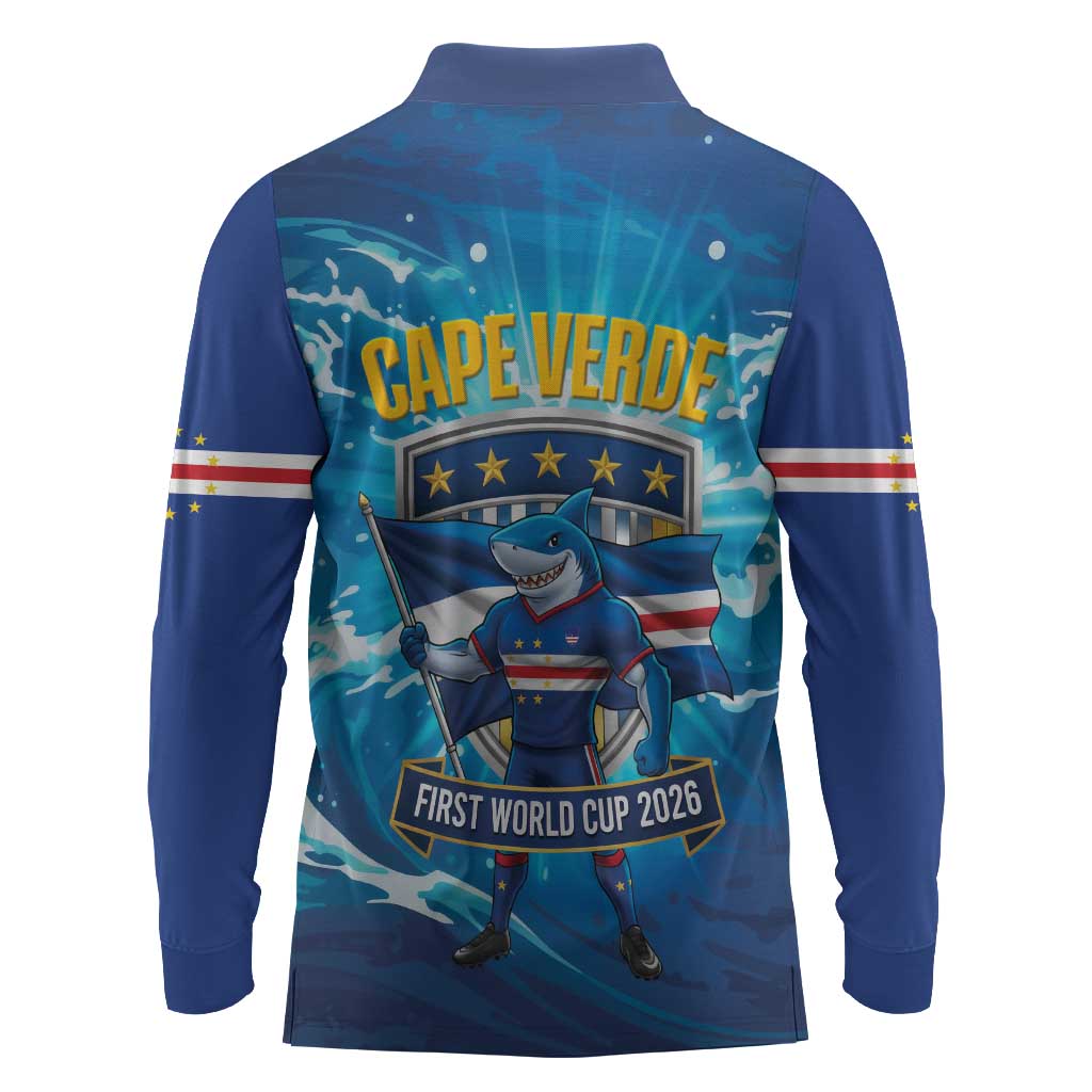 Blue Shark Cape Verde Football Long Sleeve Polo Shirt First World Cup 2026 - African Pride
