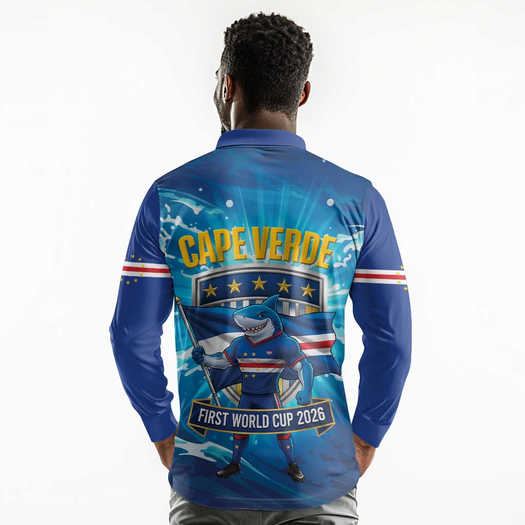 Blue Shark Cape Verde Football Long Sleeve Polo Shirt First World Cup 2026 - African Pride