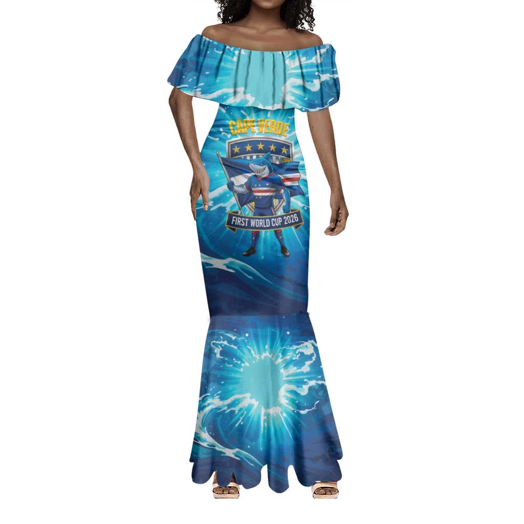 Blue Shark Cape Verde Football Mermaid Dress First World Cup 2026 - African Pride