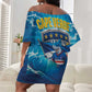 Blue Shark Cape Verde Football Off Shoulder Short Dress First World Cup 2026 - African Pride