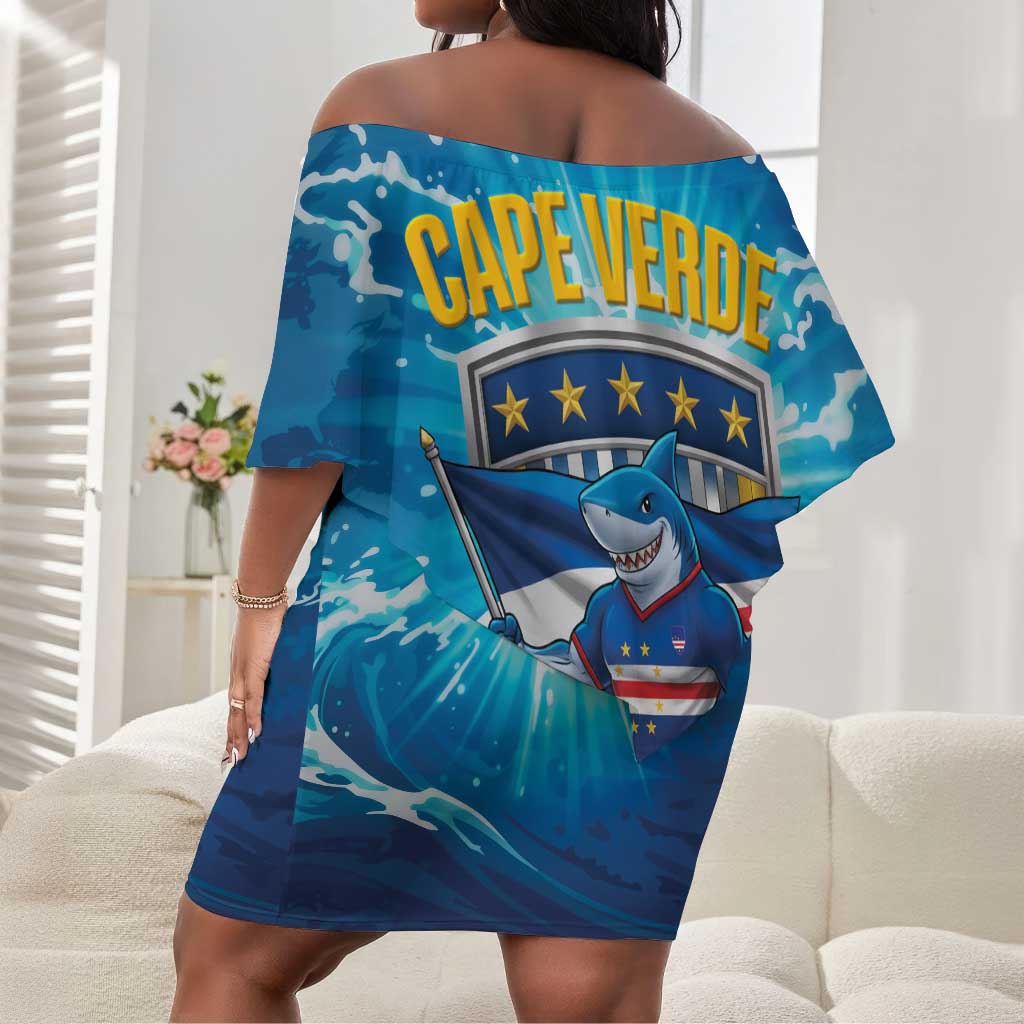 Blue Shark Cape Verde Football Off Shoulder Short Dress First World Cup 2026 - African Pride