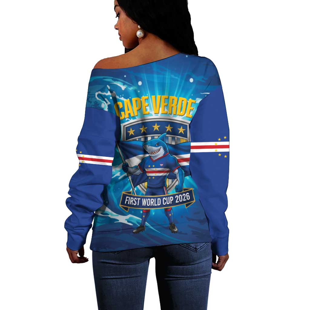 Blue Shark Cape Verde Football Off Shoulder Sweater First World Cup 2026 - African Pride