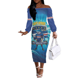 Blue Shark Cape Verde Football Off The Shoulder Long Sleeve Dress First World Cup 2026 - African Pride