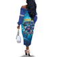 Blue Shark Cape Verde Football Off The Shoulder Long Sleeve Dress First World Cup 2026 - African Pride