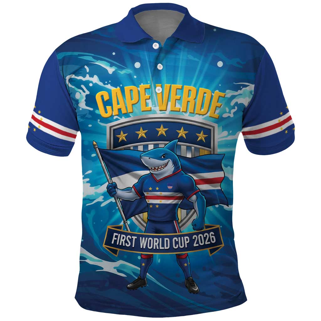 Blue Shark Cape Verde Football Polo Shirt First World Cup 2026 - African Pride